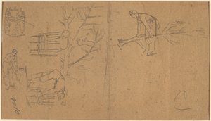 士兵们砍伐树苗，并将树苗编织成篮子[背面] 作者 温斯洛·荷马