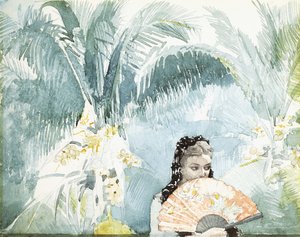 西班牙姑娘与粉丝，1885年 作者 温斯洛·荷马