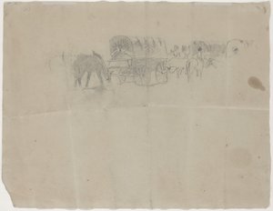 补给列车和骡子[背面]，1864年。 作者 温斯洛·荷马