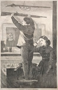 感恩节-挂火枪，1865年。 作者 温斯洛·荷马