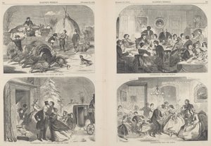 感恩节--方法和手段[左上]，1858年出版。 作者 温斯洛·荷马