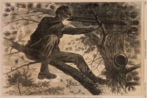 波托马克军团--执行纠察任务的神枪手》，摘自《哈珀周刊》1862 年 11 月 15 日 作者 温斯洛·荷马