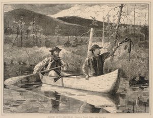 阿迪朗达克山脉的诱捕，摘自《每个星期六》：1870 年 12 月 24 日《精选阅读插图期刊 作者 温斯洛·荷马