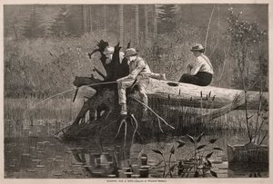 等待咬伤，1874年。 作者 温斯洛·荷马