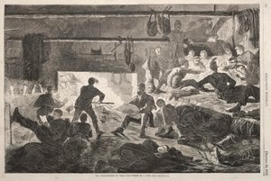 营地的冬季-小屋内部，1863年。 作者 温斯洛·荷马