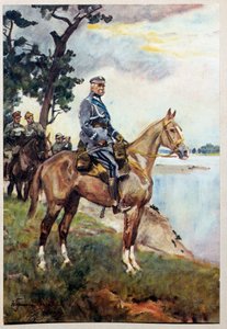 Marechal Jozef (Joseph) Klemens Pilsudski (1867-1935) 骑在他最喜欢的马 Kasztanka 上的马术肖像。 Woiciech Von Kossak (1857-1942) 的绘画