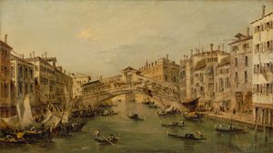 威尼斯：里亚托。 作者 Francesco Guardi 的工作室