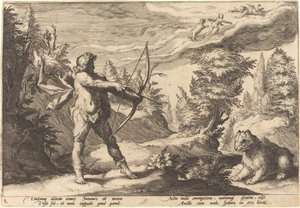 阿卡斯准备杀死他的母亲 作者 Hendrick Goltzius 工作室，Hendrick Goltzius 之后
