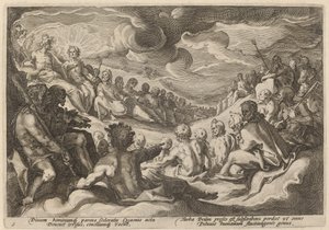 朱庇特向众神咨询宇宙的毁灭问题 作者 Hendrick Goltzius 工作室，Hendrick Goltzius 之后