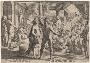 辉腾问道于战车 作者 Hendrick Goltzius 工作室，Hendrick Goltzius 之后