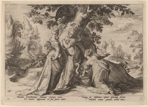 塞克洛斯之女打开密涅瓦托付给她们的棺材 作者 Hendrick Goltzius 工作室，Hendrick Goltzius 之后