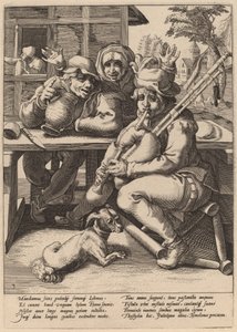 风笛必须被填满 作者 Hendrick Goltzius 工作室，在 Karel van Mander 一世之后