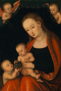 圣母子与施洗约翰婴儿和天使 作者 卢卡斯·克拉纳赫（Lucas Cranach）讲习班