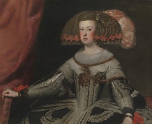 奥地利的玛丽安娜1634-1696，西班牙女王。 作者 委拉斯开兹的工作室
