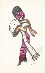 优雅的巴黎女人，长毛皮披肩（chromolitho）