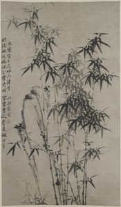 竹与岩，约1760年（纸上墨水） 作者 谢正