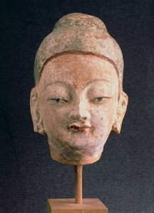 佛像雕像，来自Bezeklik，9-10世纪（彩绘粘土）
