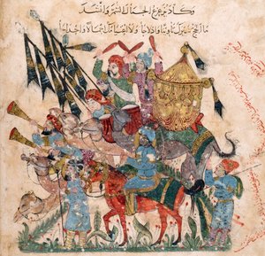 拉米尔的朝圣者大篷车，来自哈利勒的玛格玛特手稿，1237年