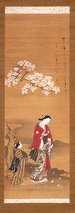 樱花树下的贵妇与侍从 作者 山崎龙城