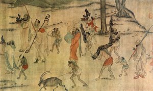 附庸将他们的贡品带到唐朝，c.600-673（丝绸上的墨水和颜色） 作者 严立本（署名）