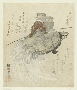 猴子与长毛龟
关于龙都的三幅系列版画（系列名称）
Tatsu no miyako sanbantsuzuki（实物上的系列名称）