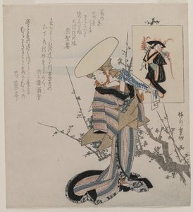 与紫藤少女相配的梅树旁的女子（选自与大津画作中的人物相比较的女子系列）