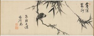 在梅花树上睡觉的鸟，1900年代初。 作者 杨基勋