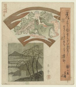 中国哲学家与柳树山水 Honchôren 的十幅版画系列（系列标题） Honchôren jûbantsuzuki（物体上的系列标题） 作者 矢岛学亭
