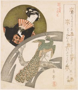 梅花上的艺伎和孔雀
为本町人 (系列名称) 创作的十幅系列版画
本丛书 "jûbantsuzuki（实物上的系列名称）