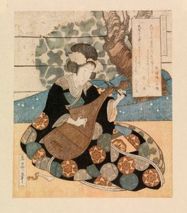演奏乐器的女士，约 1804-40（彩色木刻） 作者 矢岛学亭