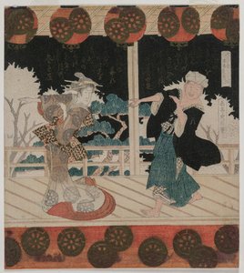 1820年代中期，在古市为久寿屋集团举办的舞蹈。 作者 矢岛学亭