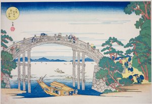大阪尼山附近的味之川石桥（大阪味之川尼山石桥），选自 "大阪名胜 "系列：大阪名胜：天保山胜景 "系列中的作品 作者 矢岛学亭