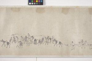 One-Hundred Donkeys Transporting Grain, Handscroll, c.1700 (ink on paper) 作者 叶寅