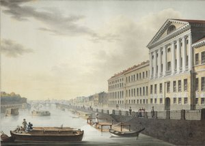 从伊兹梅洛夫斯基大桥看丰坦卡河，1820-1823年 作者 叶尔莫莱·伊万诺维奇·叶萨科夫