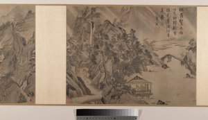 山水画（八张画册装裱成手卷；绢本水墨设色）