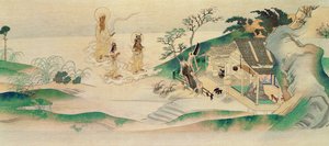 Amitayus佛和两个菩萨参观僧人Honen（b.1132），插图发表在1902年3月的Tokka杂志 作者 土佐义光