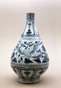 青花瓶，元代（1206-1368）（陶瓷）。 作者 元代中文学校