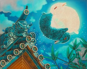 兔子的月亮，2023 年（布面油画）