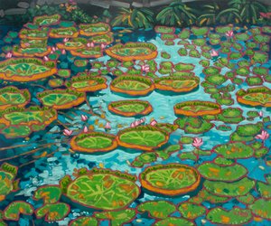 水莲池蓝色，2023 年（布面油画）