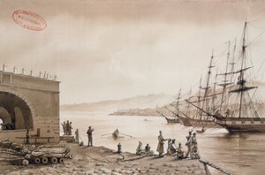 查看堡垒Bab Azoun从港口，阿尔及尔，1830-31（纸上wc） 作者 容
