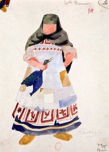 莫杰斯特-彼得罗维奇-穆索尔斯基为《鲍里斯-戈杜诺夫》中客栈老板娘绘制的服装草图