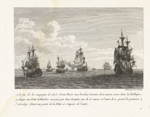 让-巴特 1675 年在波罗的海打击荷兰舰队
1675 年战役结束时，让-巴特驾驶同一艘 10 门私掠船横渡波罗的海，袭击了荷兰舰队（......）（标题见实物）
让-巴特战斗记录