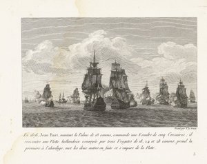 1676 年，让-巴特与他的船员一起指挥一支荷兰私掠船中队
1676 年，让-巴特骑着 18 门大炮的 Palme 号，指挥一支由五艘私掠船组成的中队（......）（标题见实物）
路易十四时期让-巴特的战斗记录（系列标题）