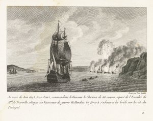 1693 年，扬-巴特率领荷兰战舰前往葡萄牙海岸
1693 年 6 月，66 门大炮的 Vaisseau le Glorieux 号（......）指挥官让-巴特（Jeaan-Bart）在葡萄牙海岸攻击了六艘荷兰战舰（......）（标题见实物
记录