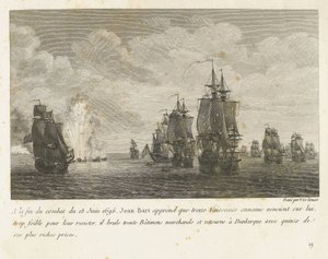 让-巴特与荷兰船只之战，1696 年
1696 年 6 月 18 日战役结束时，让-巴特得知十三艘敌船（......），并带着他最富有的十一件战利品返回敦刻尔克（标题见实物）
战斗记录