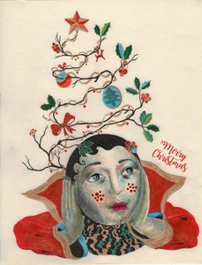圣诞小精灵，2020（纸上水墨画）
