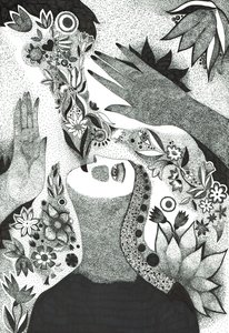 灵魂之花，2019（纸上水墨画）。