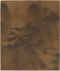 风景：峡谷、薄雾、小溪和建筑 作者 张宏