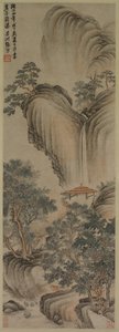 空旷的凉亭和快速的瀑布，1468年。 作者 张宁