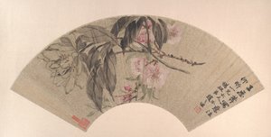 桃花和牡丹，约1860年。 作者 赵志谦
